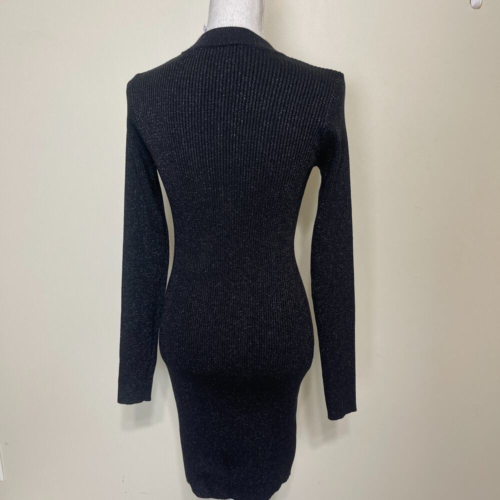 Charlotte Russe Ribbed LongSleeve Mockneck Midi Sweater Dress Black Medium - Picture 7 of 11